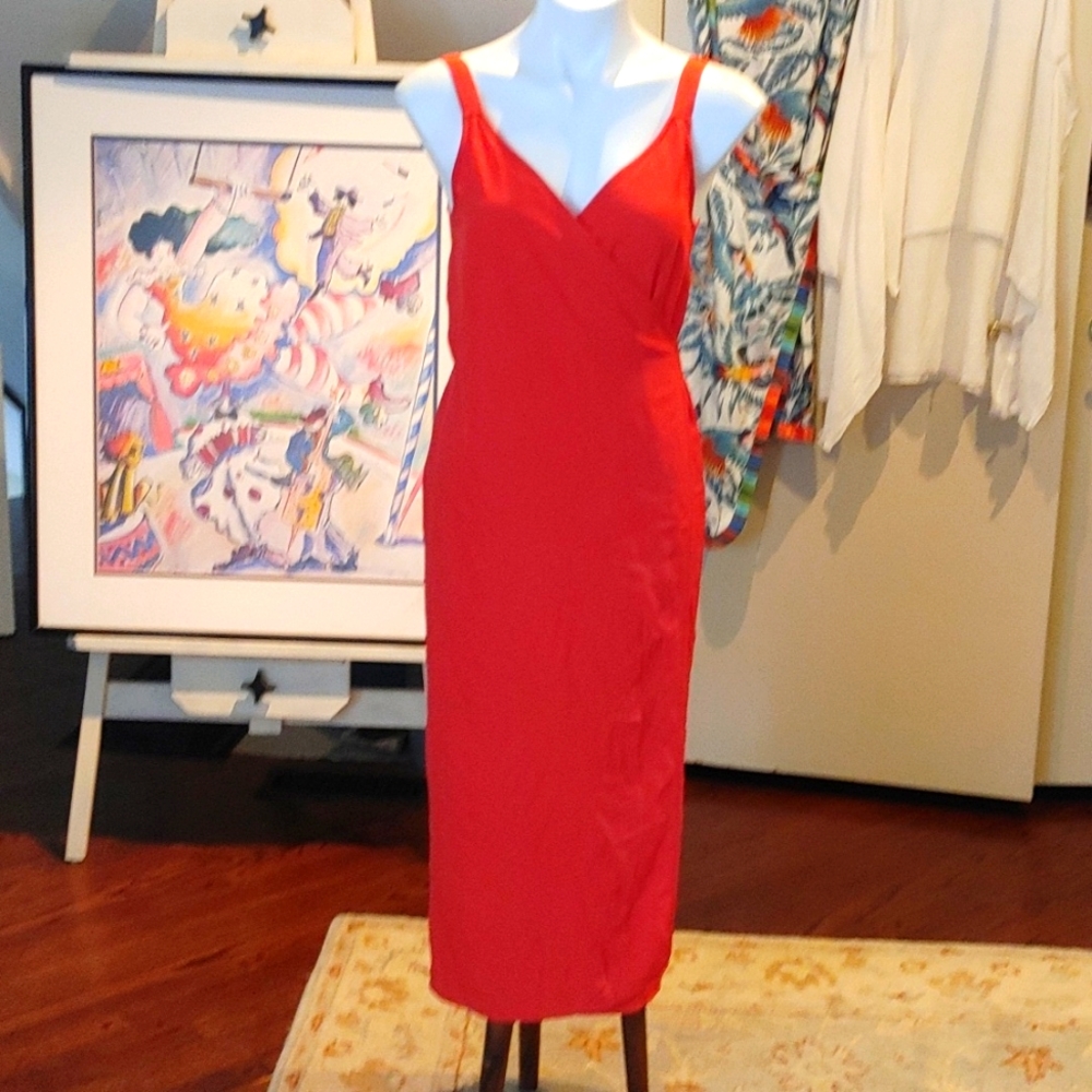 Everlane The Japanese GoWeave tank wrap dress midi orange Size 6 Excellent